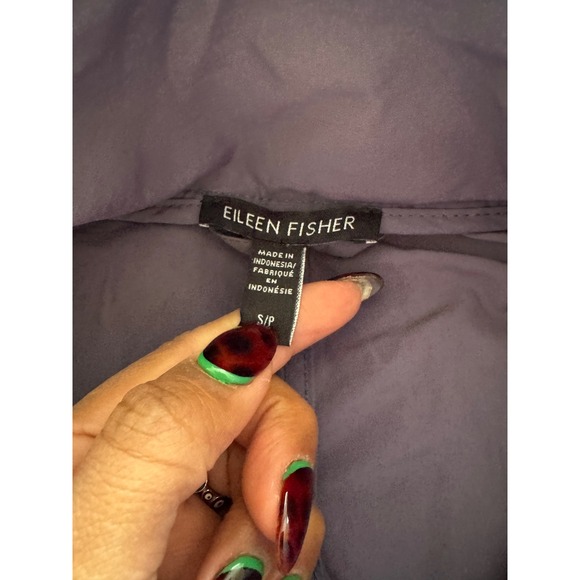 Eileen Fisher Hooded Raincoat‎ Lightweight Organic Cotton Blend Gray S/P z2 - Picture 4 of 7